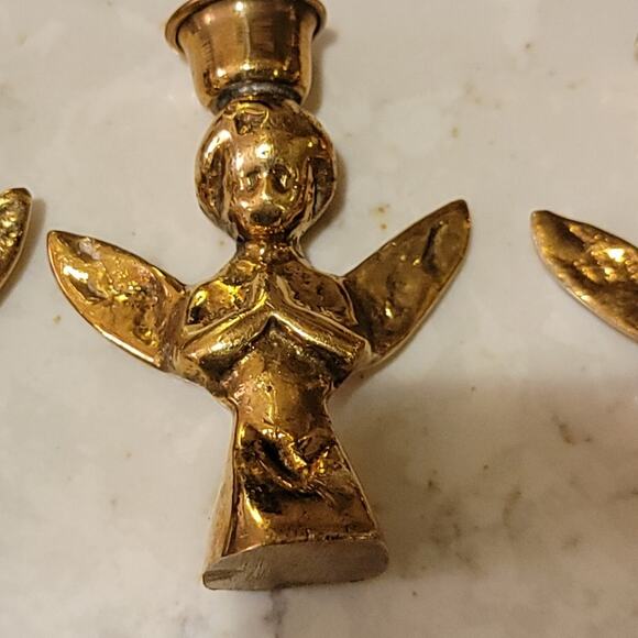 VTG Brass Angel Candle Holder Mini Place Setting Christmas Table Decor Set of 12 - Picture 3 of 8